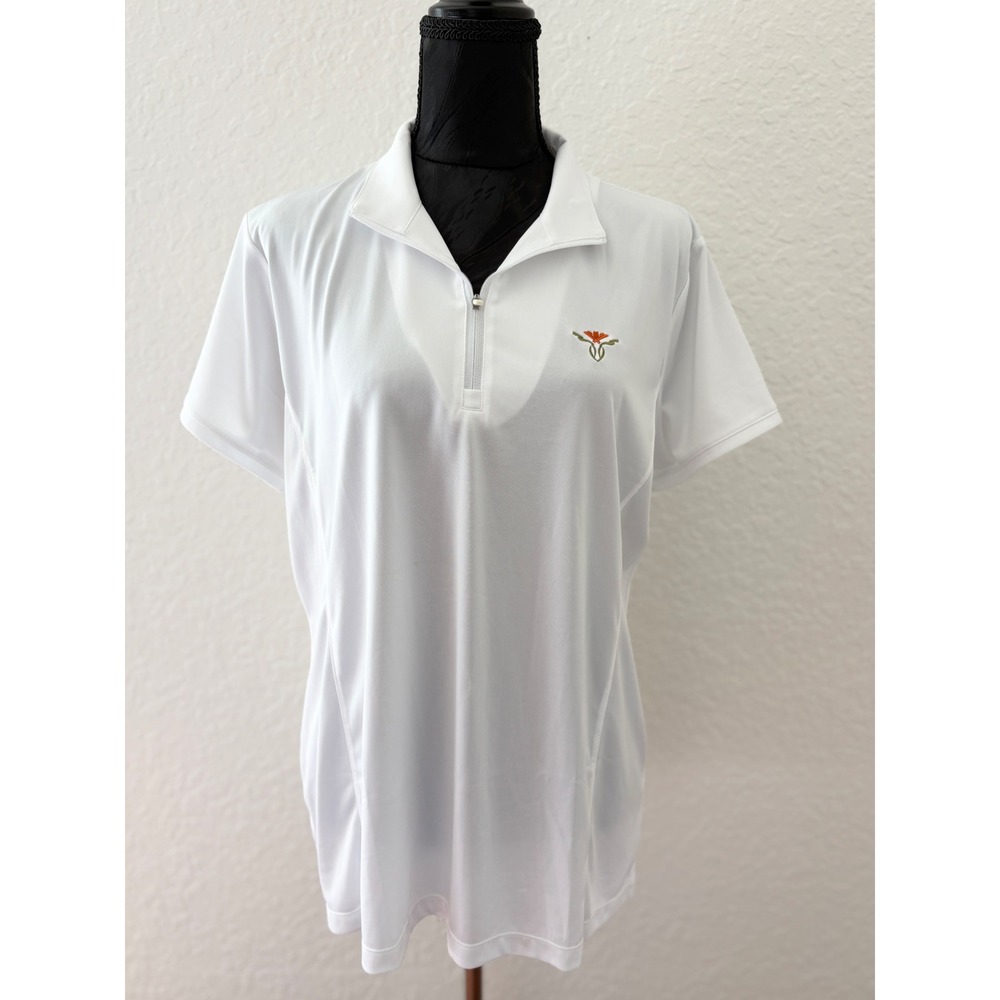 EP New York Womens XL White‎ Convertible Mock Polo Golf Shirt Interlachen CC